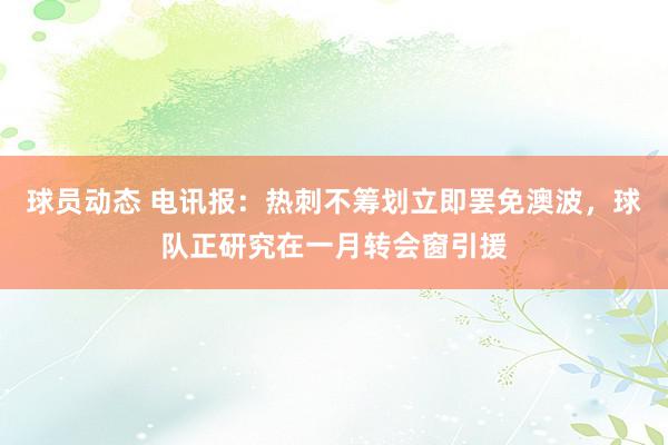 球员动态 电讯报：热刺不筹划立即罢免澳波，球队正研究在一月转会窗引援