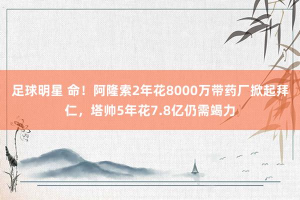 足球明星 命！阿隆索2年花8000万带药厂掀起拜仁，塔帅5年花7.8亿仍需竭力