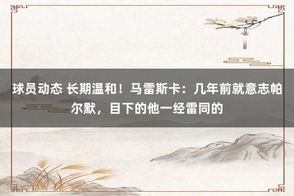 球员动态 长期温和！马雷斯卡：几年前就意志帕尔默，目下的他一经雷同的