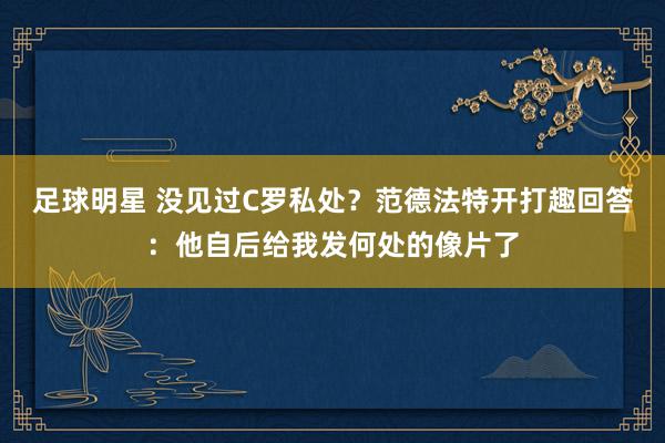 足球明星 没见过C罗私处？范德法特开打趣回答：他自后给我发何处的像片了